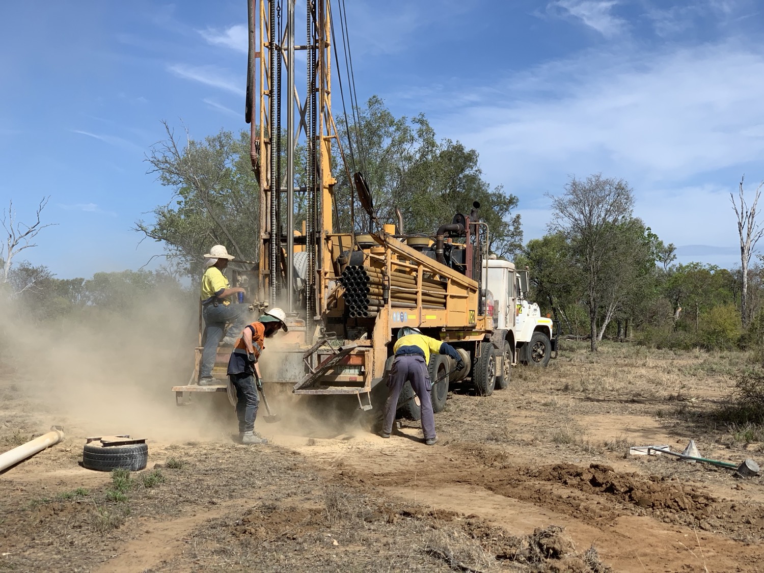 RC drill crew on a truck-mounted rig